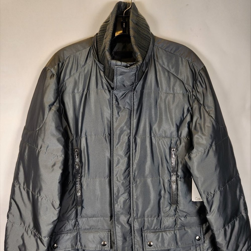Calvin Klein Mens Silver Four-Pocket Field Coat Jacket Small